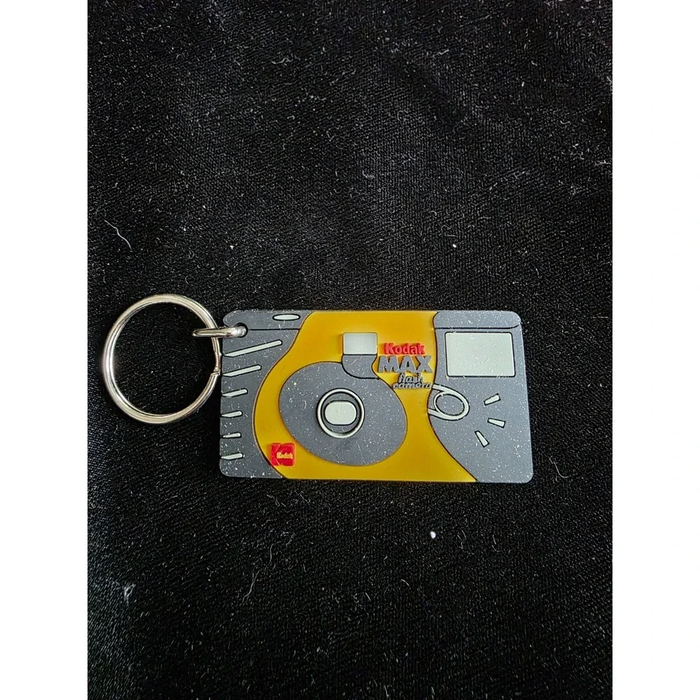 Vintage Kodak Max Flash Camera Keychain Unisex OS Yellow Rubber Promo Keyring